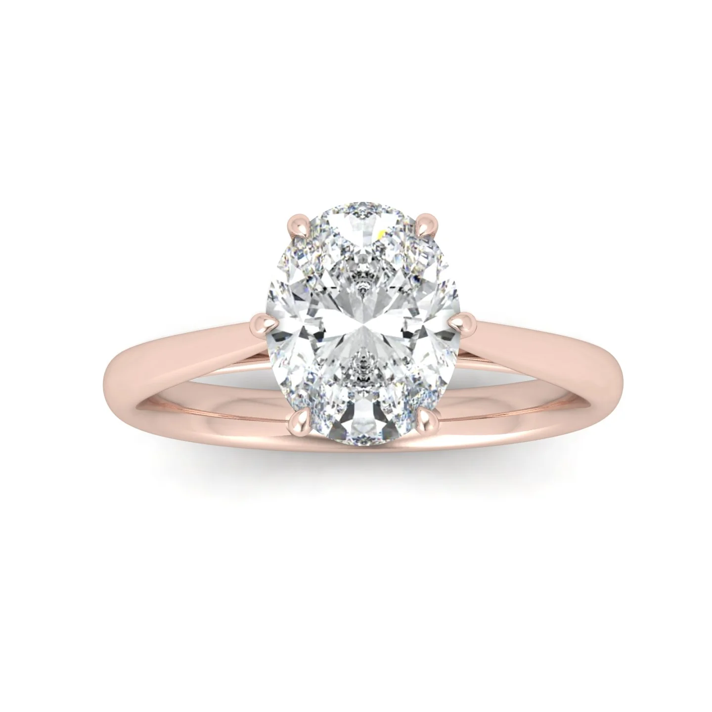 Oval Diamond Cathedral Solitaire Ring - Image 11