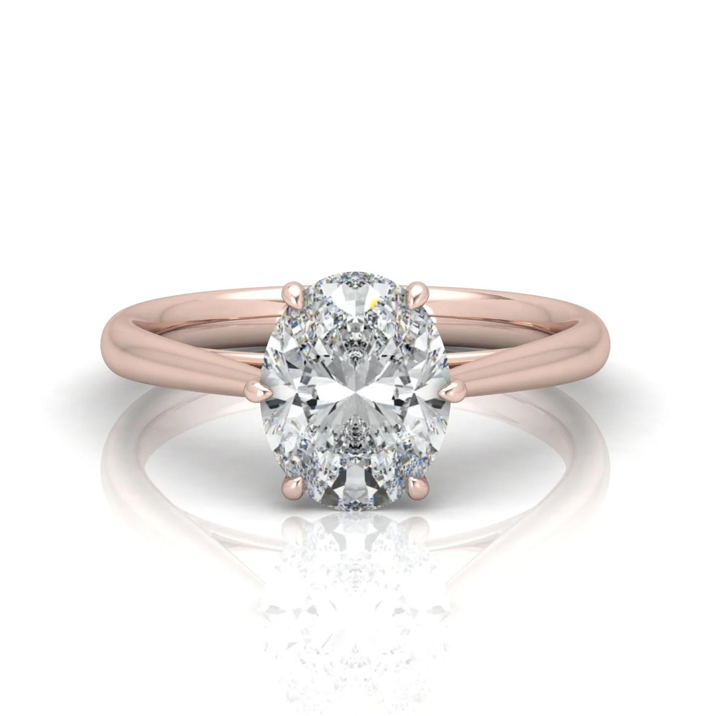Oval Diamond Cathedral Solitaire Ring - Image 13