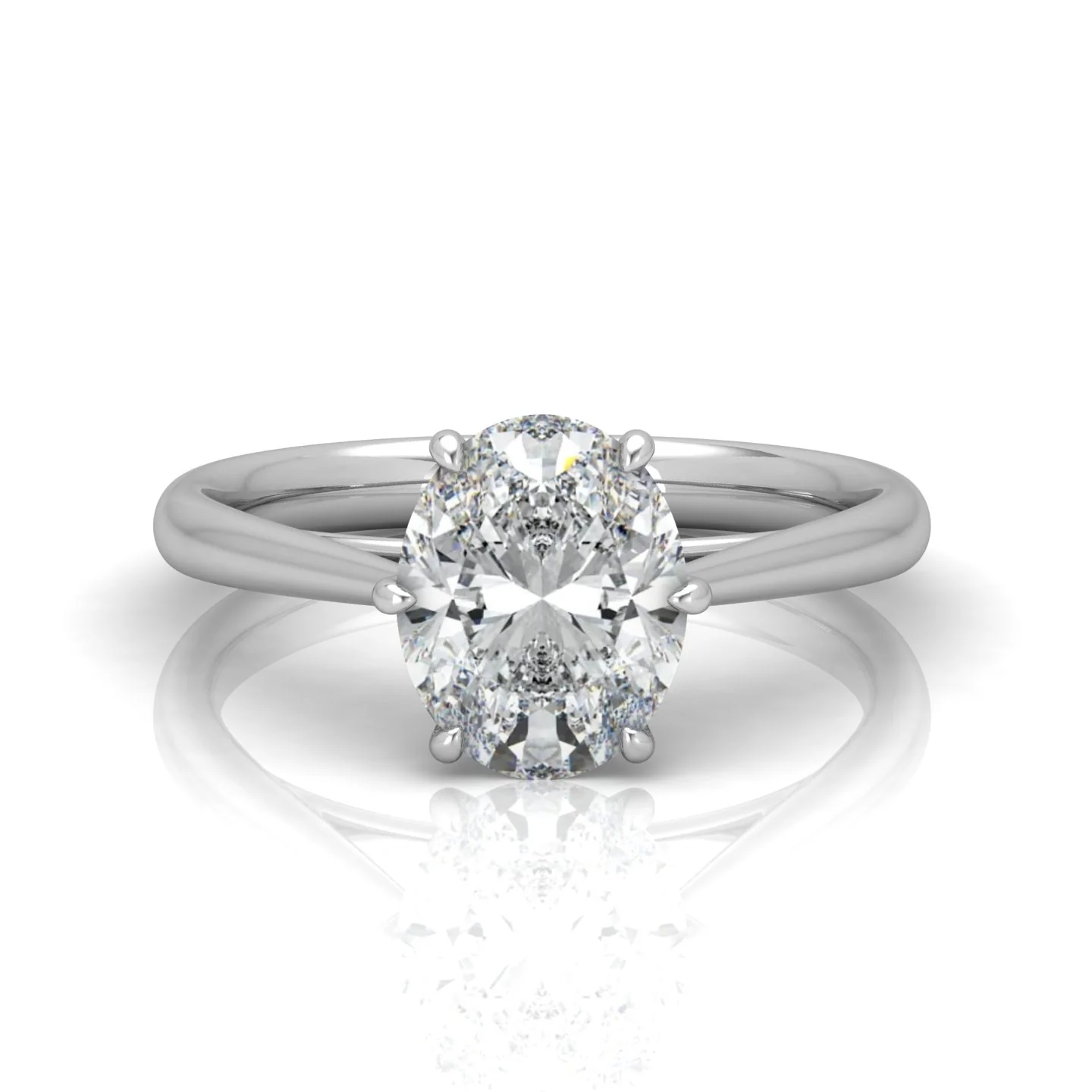 Oval Diamond Cathedral Solitaire Ring - Image 14
