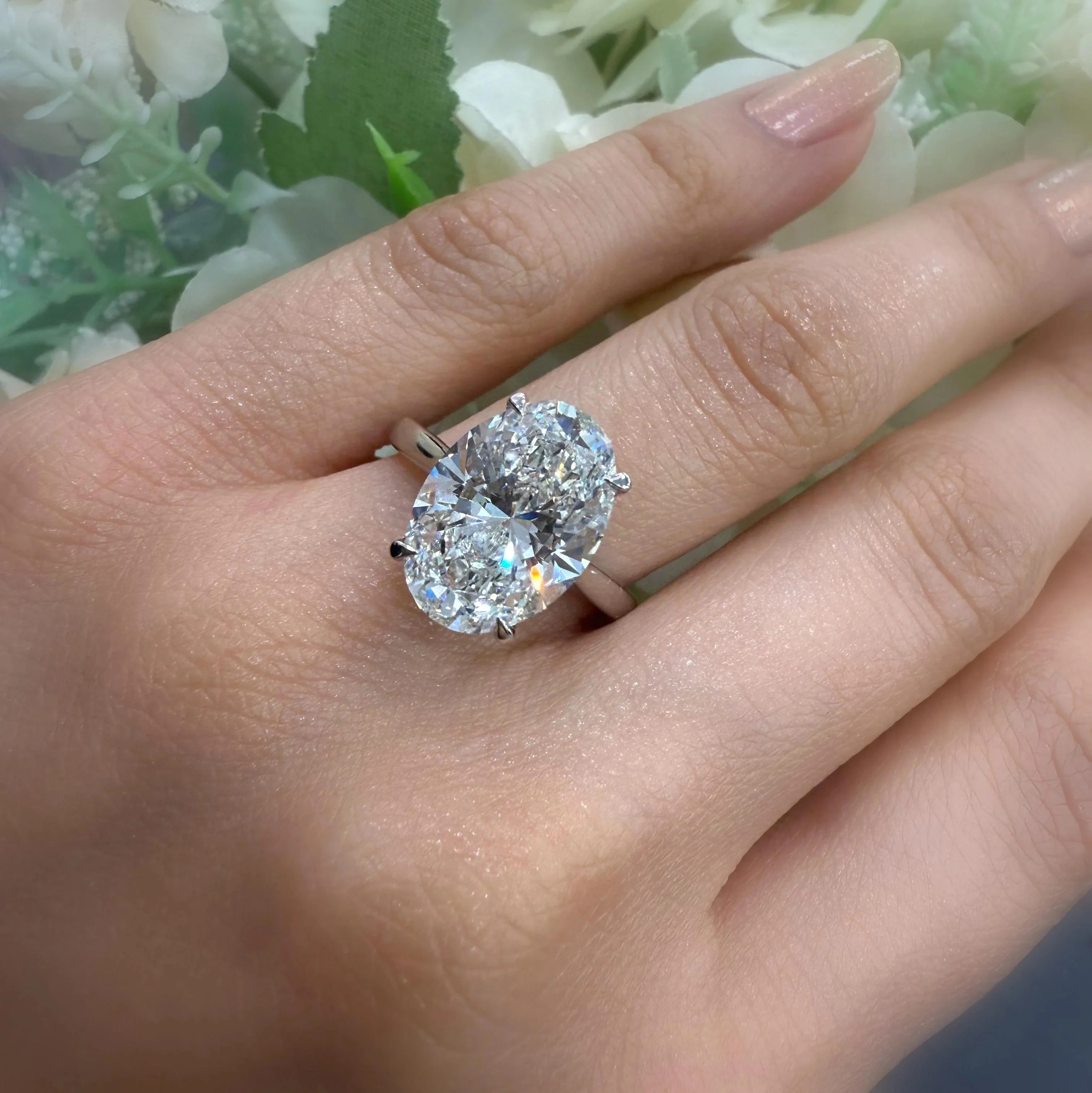 6.00 Carat Oval Lab Diamond Solitaire Engagement Ring In 18K Yellow Gold - Image 2