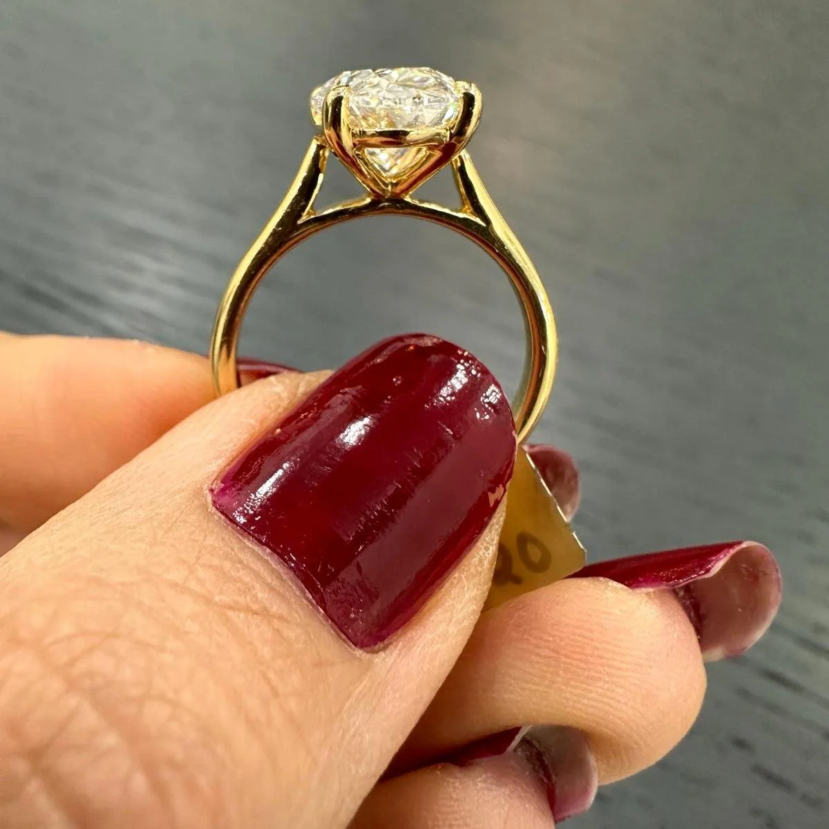 6.00 Carat Oval Lab Diamond Solitaire Engagement Ring In 18K Yellow Gold - Image 4