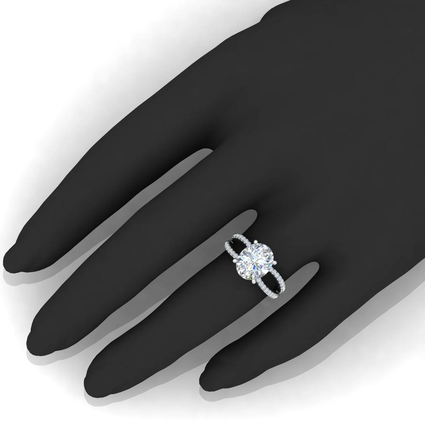 Oval Diamond Split Shank Engagement Ring in 18k Gold / Platinum 3.50Ct - Image 2