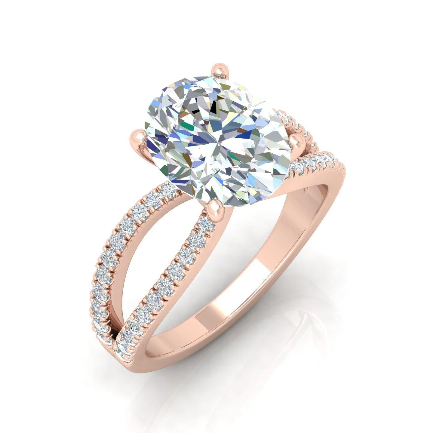 Oval Diamond Split Shank Engagement Ring in 18k Gold / Platinum 3.50Ct - Image 3