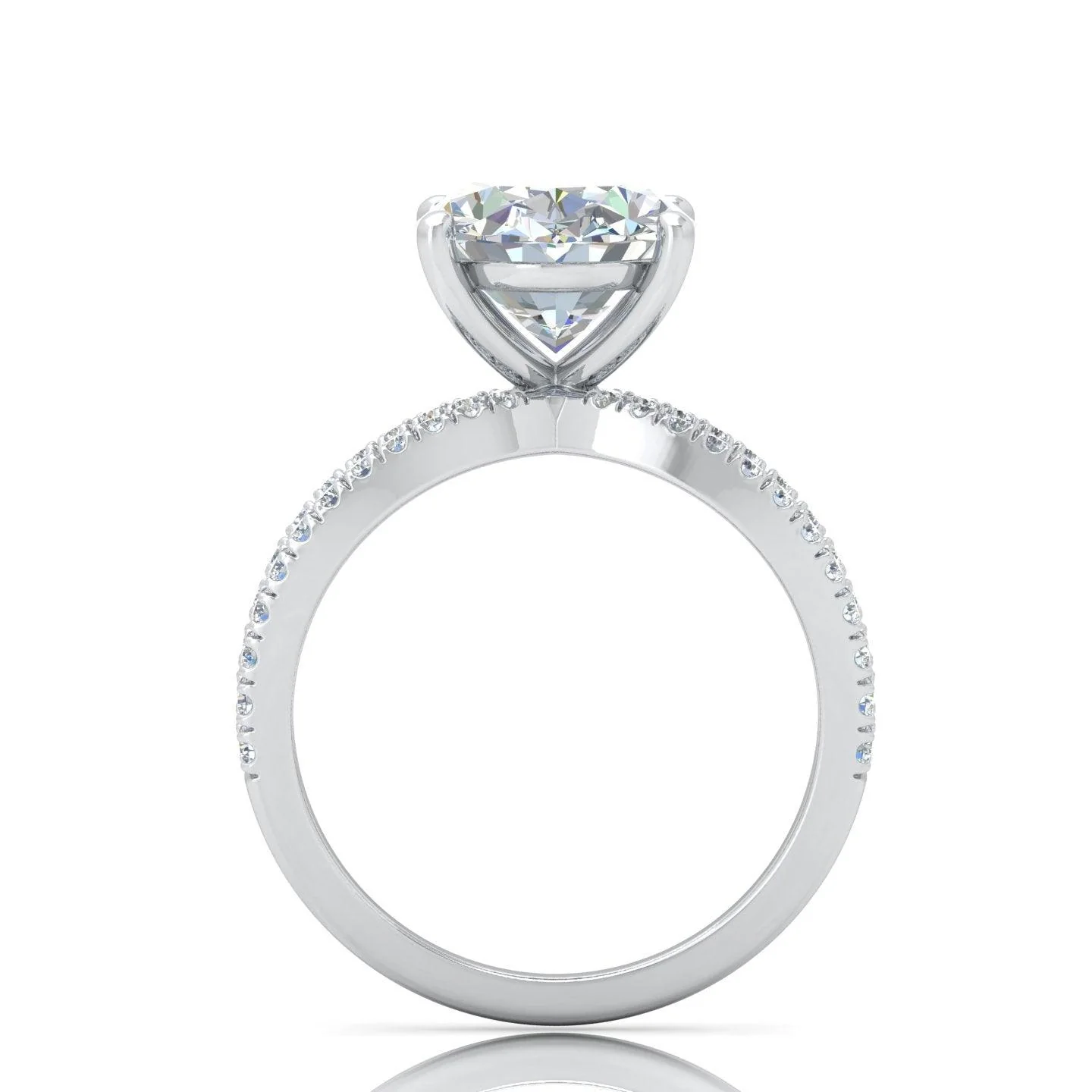 Oval Diamond Split Shank Engagement Ring in 18k Gold / Platinum 3.50Ct - Image 6