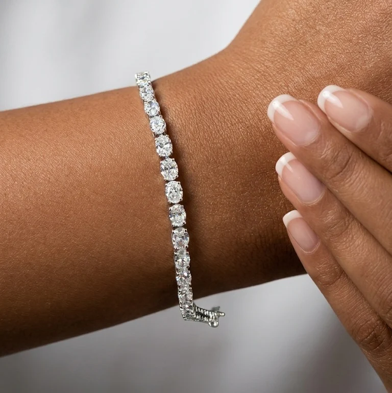 8.00Ct Oval Lab Diamond Tennis Bracelet In 9k White Gold 7inch - Image 3