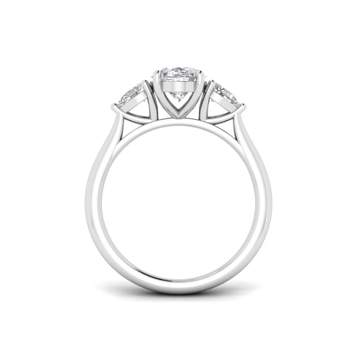 IGI Lab Grown Oval & Pear Shape Diamond Trilogy Ring In Platinum - Image 6