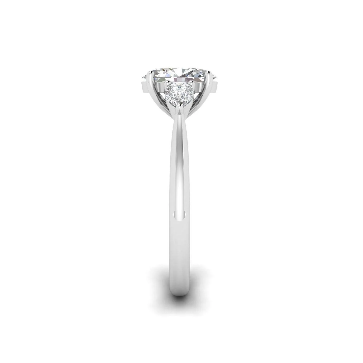 IGI Lab Grown Oval & Pear Shape Diamond Trilogy Ring In Platinum - Image 9