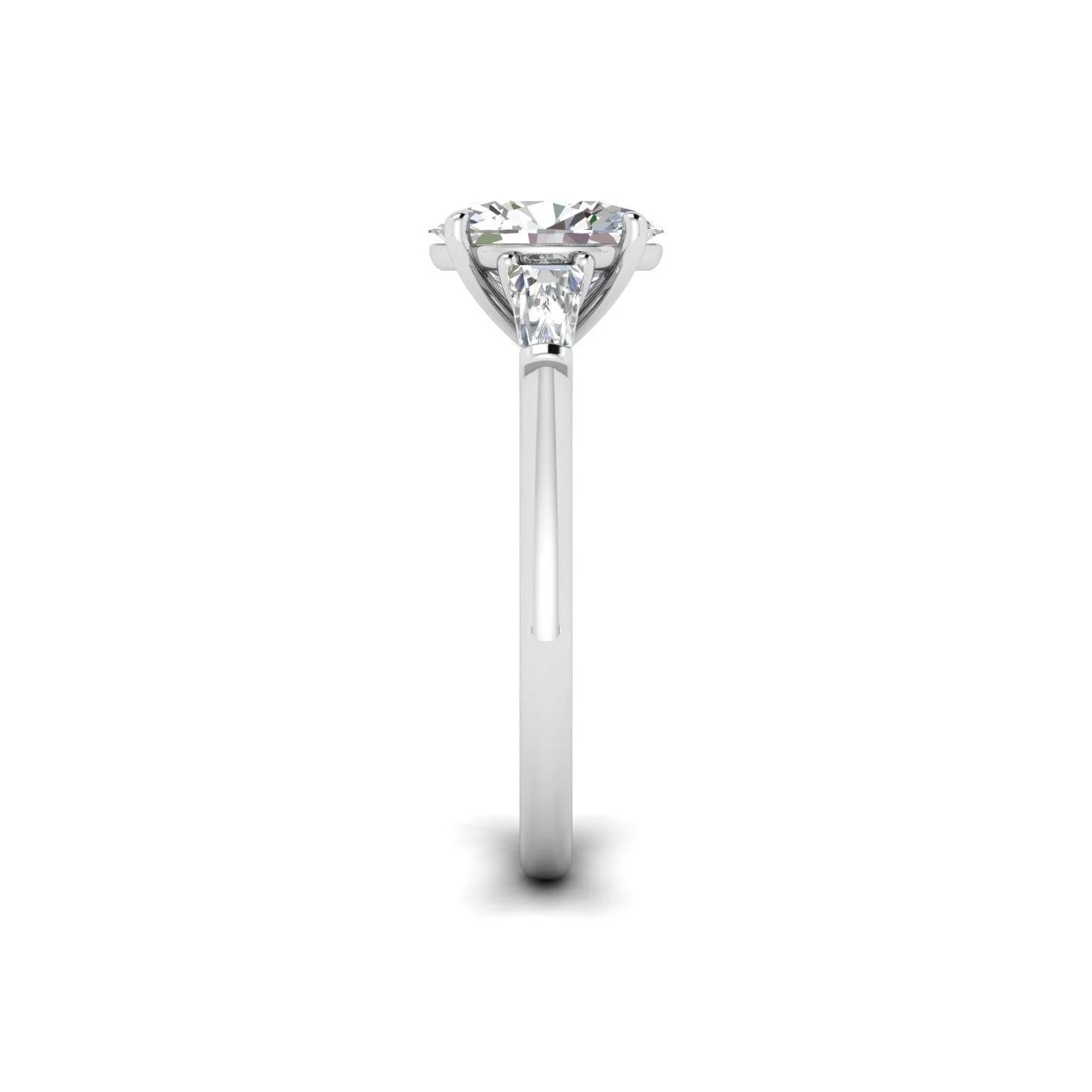 Oval & Tapper Diamond 3 Stone Engagement Ring in Platinum 2.50Ct - Image 5