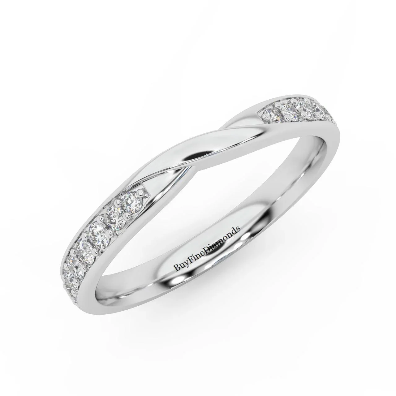 2.0MM Pave Set Round Diamond Women's Wedding Ring - 0.33 Carat