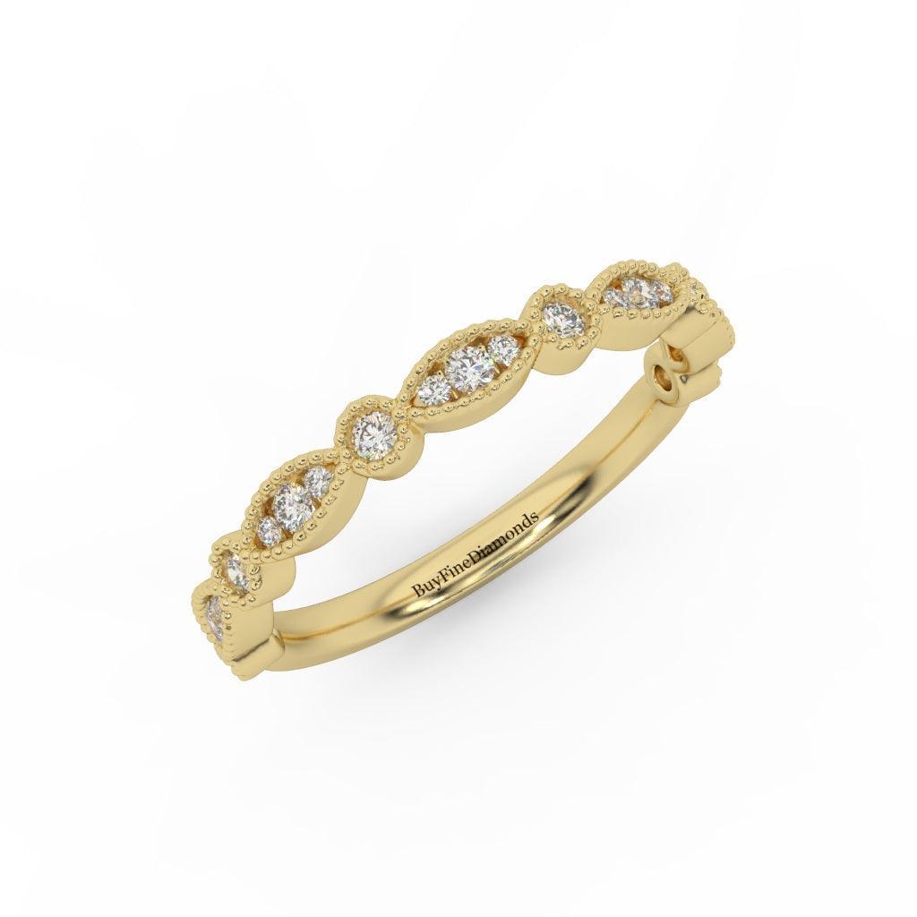 Petite Lab Grown Diamond Milgrain Stacking Wedding Band Ring - 0.33 Carat - Image 3