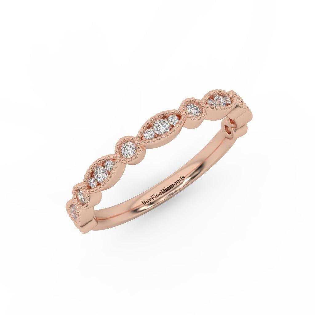 Petite Lab Grown Diamond Milgrain Stacking Wedding Band Ring - 0.33 Carat - Image 4