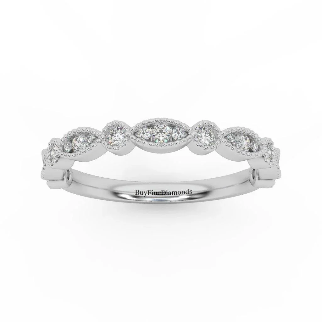 Petite Lab Grown Diamond Milgrain Stacking Wedding Band Ring - 0.33 Carat - Image 5
