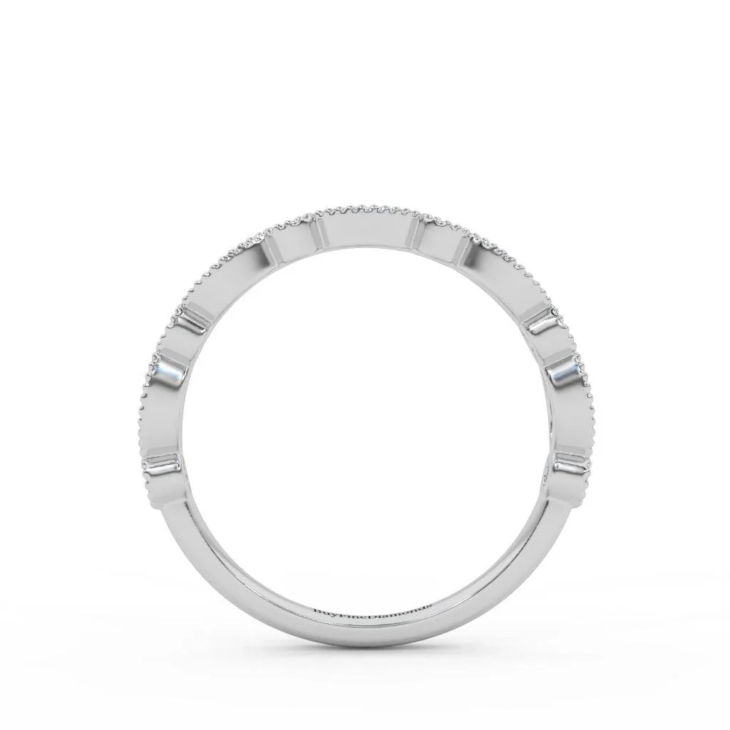 Petite Lab Grown Diamond Milgrain Stacking Wedding Band Ring - 0.33 Carat - Image 6