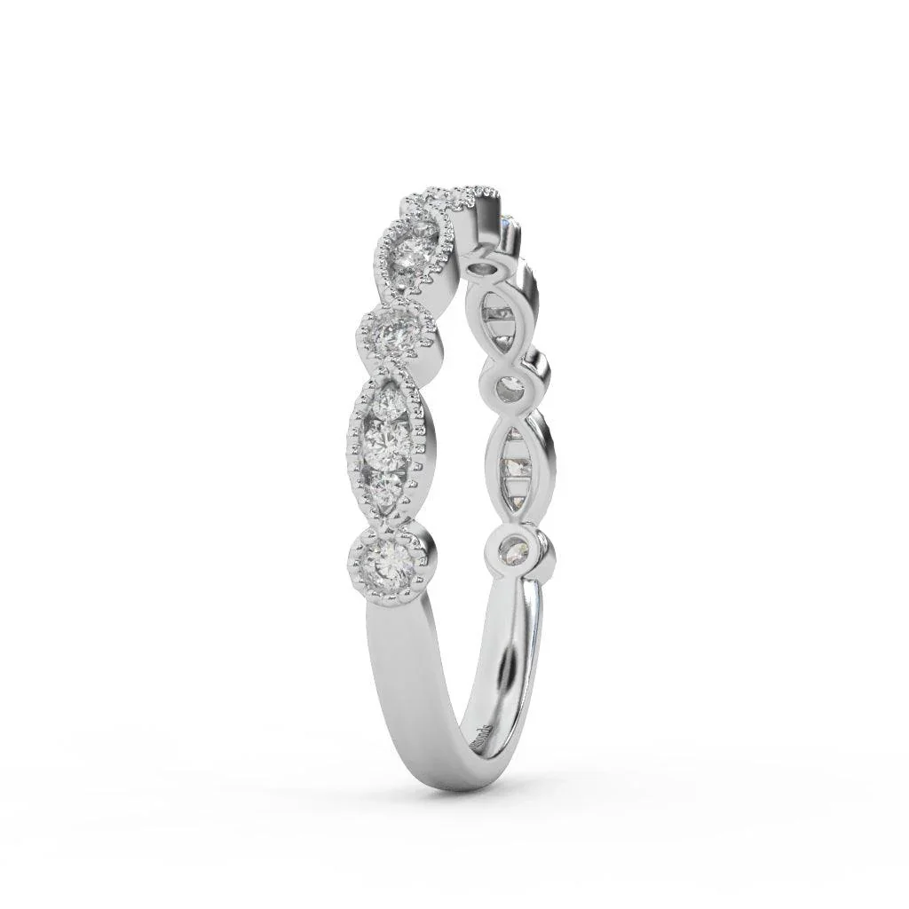Petite Lab Grown Diamond Milgrain Stacking Wedding Band Ring - 0.33 Carat - Image 7
