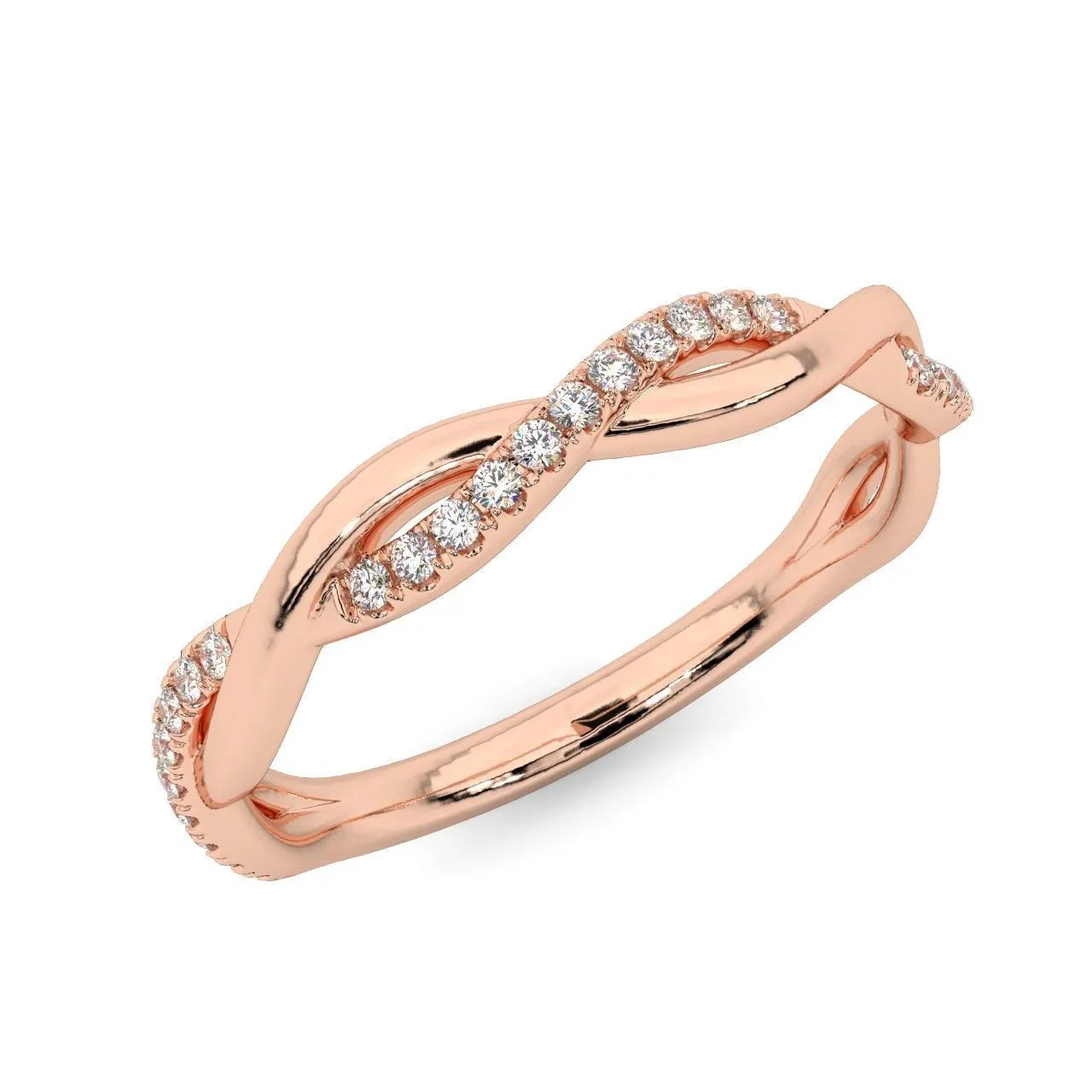 Petite Twist Lab Round Diamond stackable Half Eternity Ring - Image 4