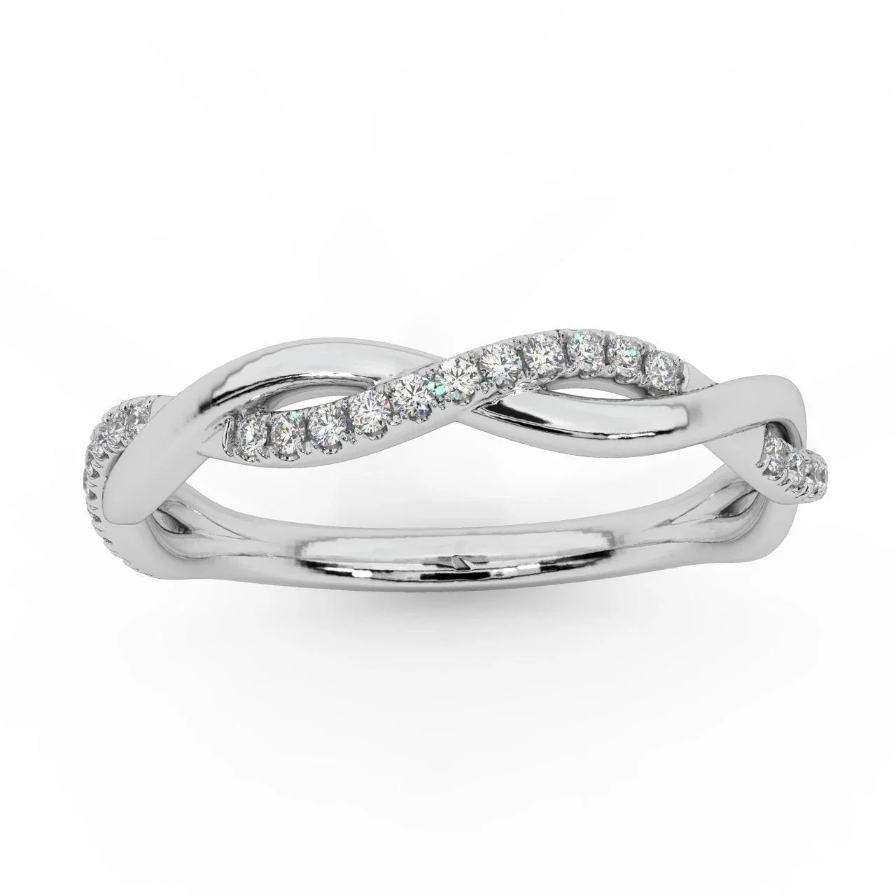 Petite Twist Lab Round Diamond stackable Half Eternity Ring - Image 5