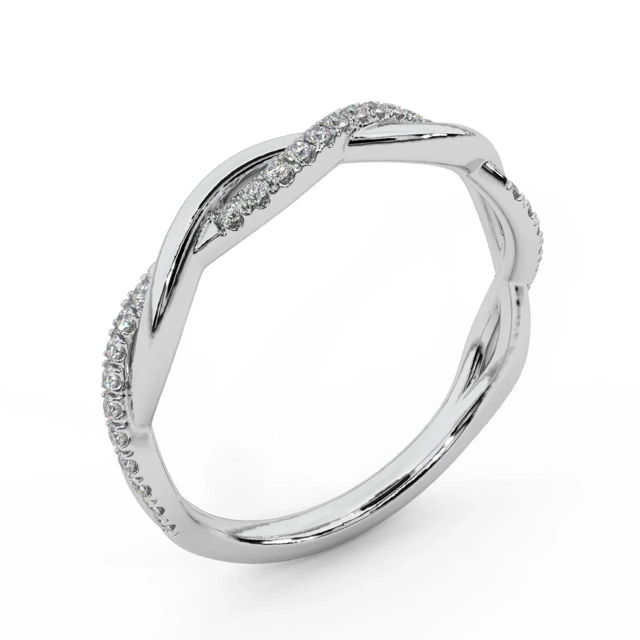 Petite Twist Lab Round Diamond stackable Half Eternity Ring - Image 6