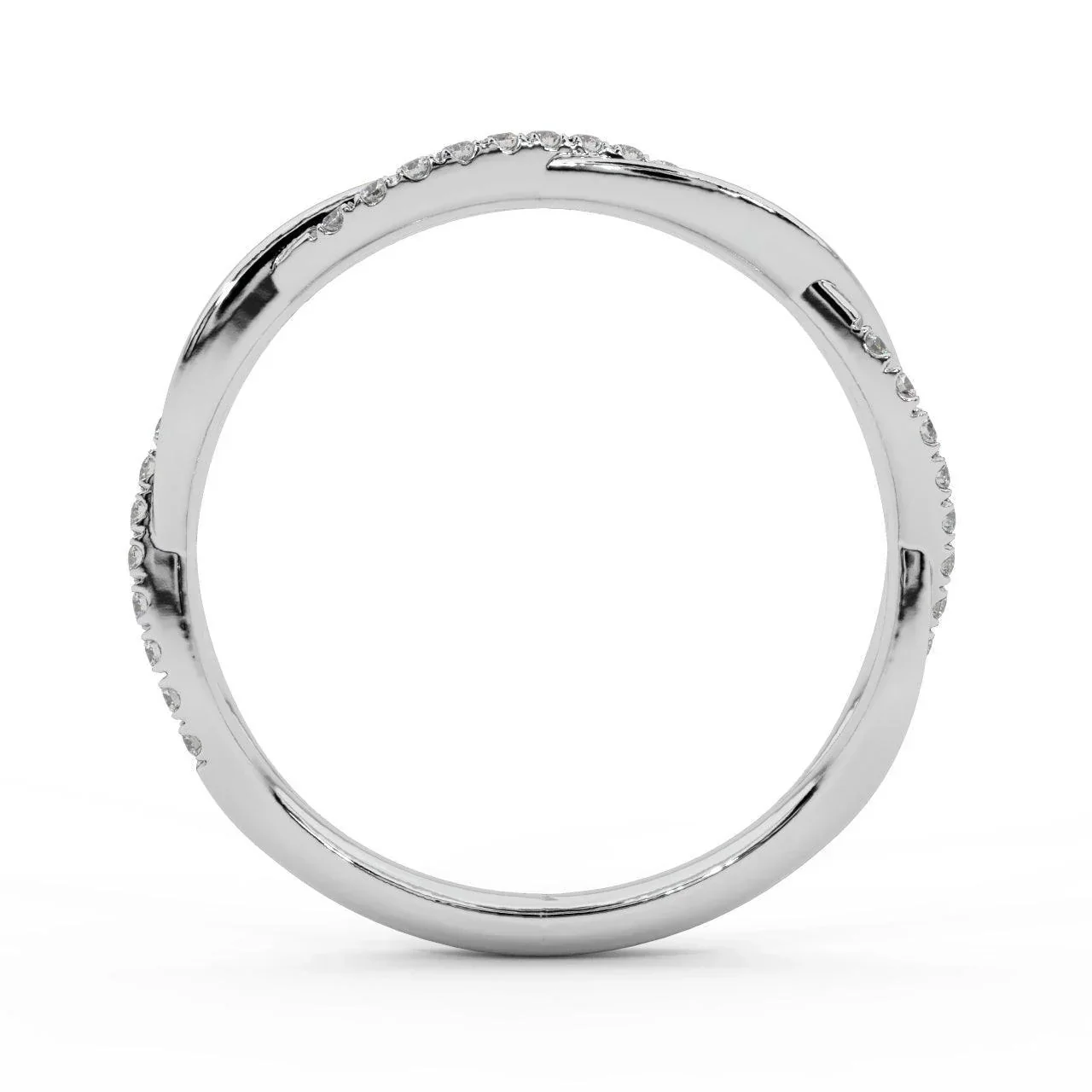Petite Twist Lab Round Diamond stackable Half Eternity Ring - Image 7