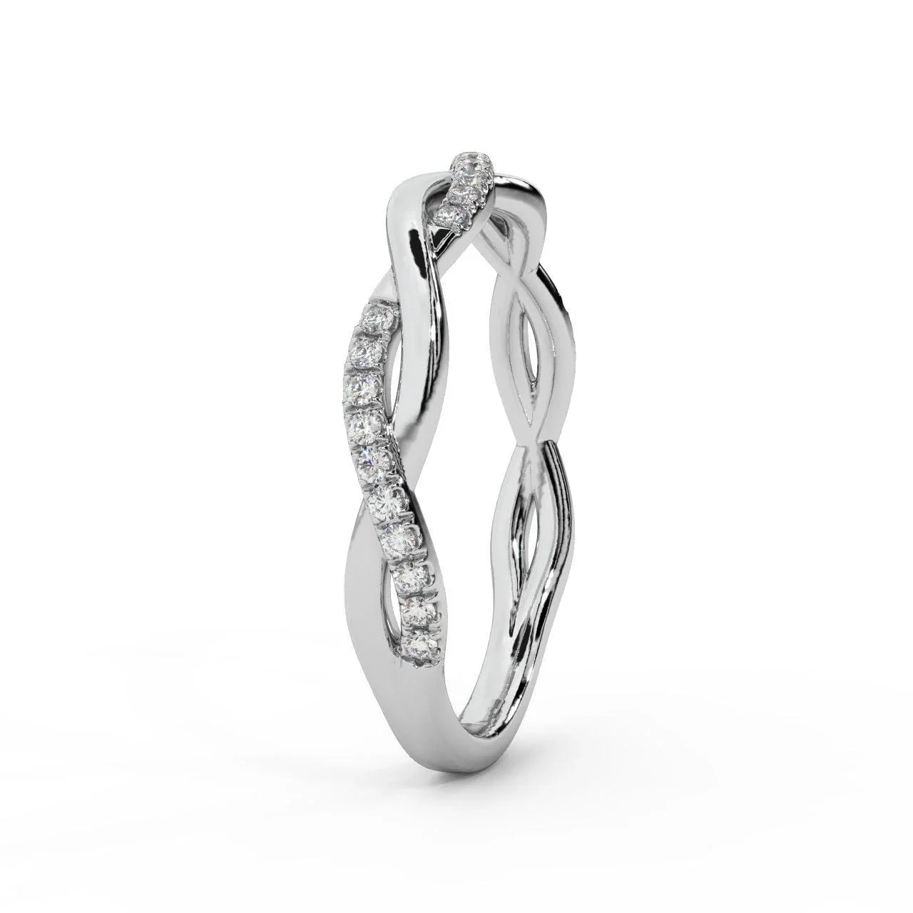 Petite Twist Lab Round Diamond stackable Half Eternity Ring - Image 8