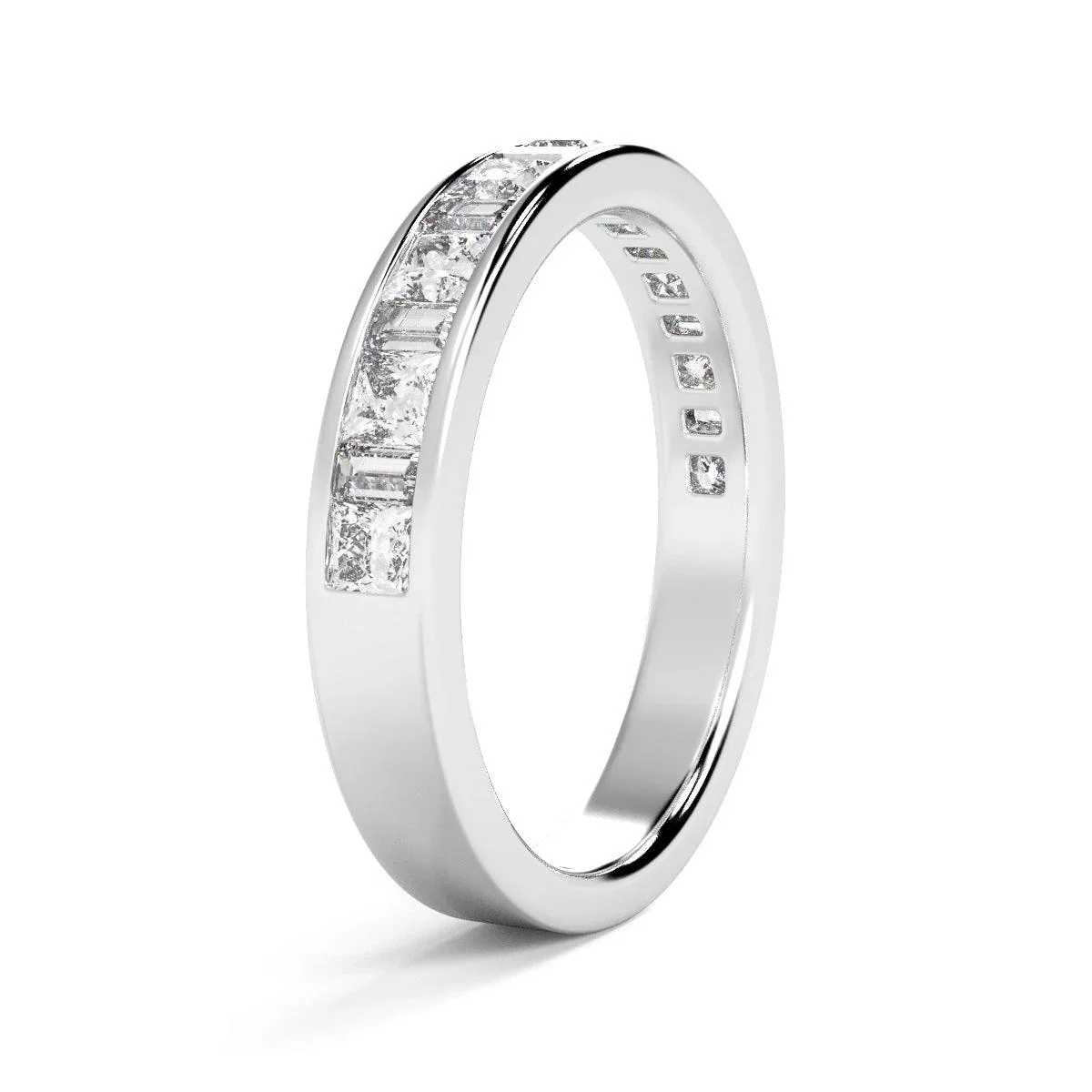 Princess and Baguette Diamond Half eternity Ring in Platinum & 18K Gold - 0.70ct - 2.00ct - Image 2