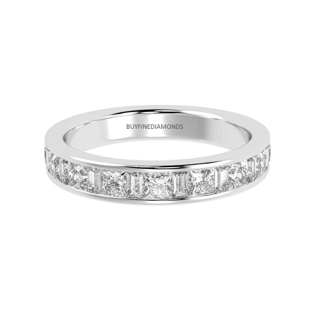 Princess and Baguette Diamond Half eternity Ring in Platinum & 18K Gold - 0.70ct - 2.00ct - Image 3