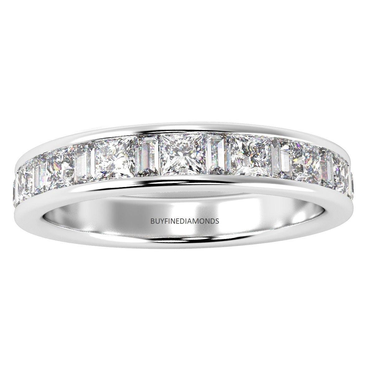 Princess and Baguette Diamond Half eternity Ring in Platinum & 18K Gold - 0.70ct - 2.00ct - Image 4