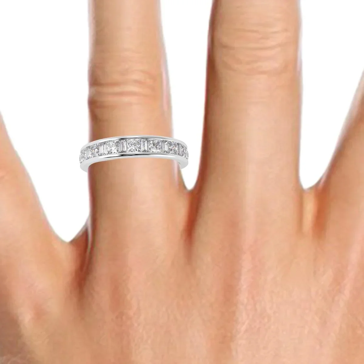 Princess and Baguette Diamond Half eternity Ring in Platinum & 18K Gold - 0.70ct - 2.00ct - Image 5