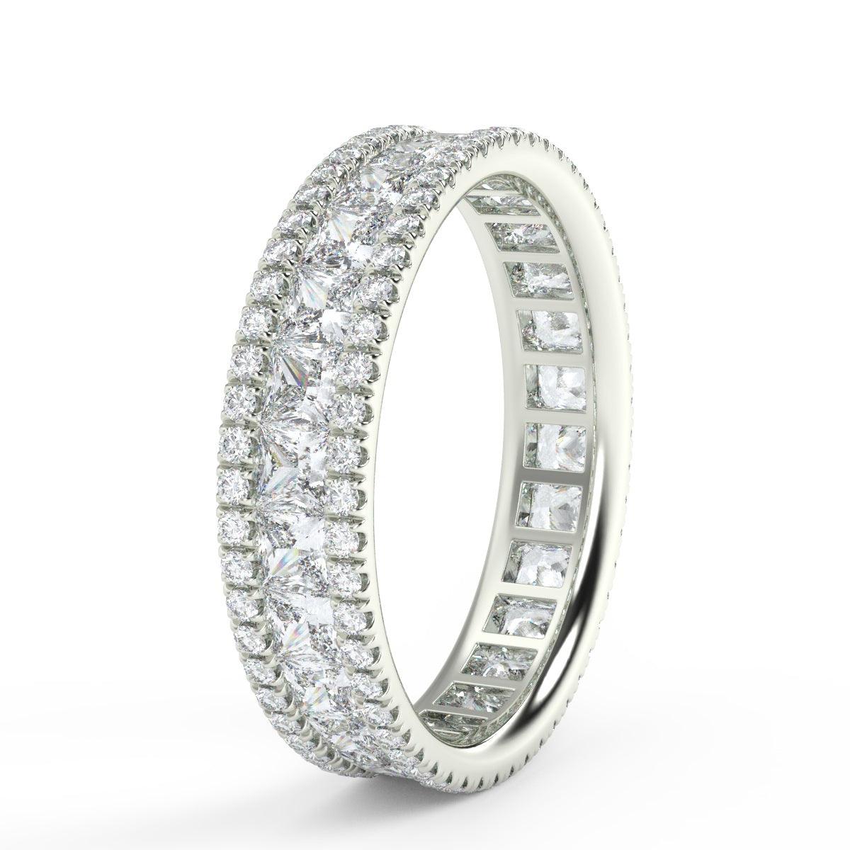 Princess and Round Diamond Triple Row Full Eternity Ring in 2.00 - 3.00 CT Platinum / 18K Gold - Image 6