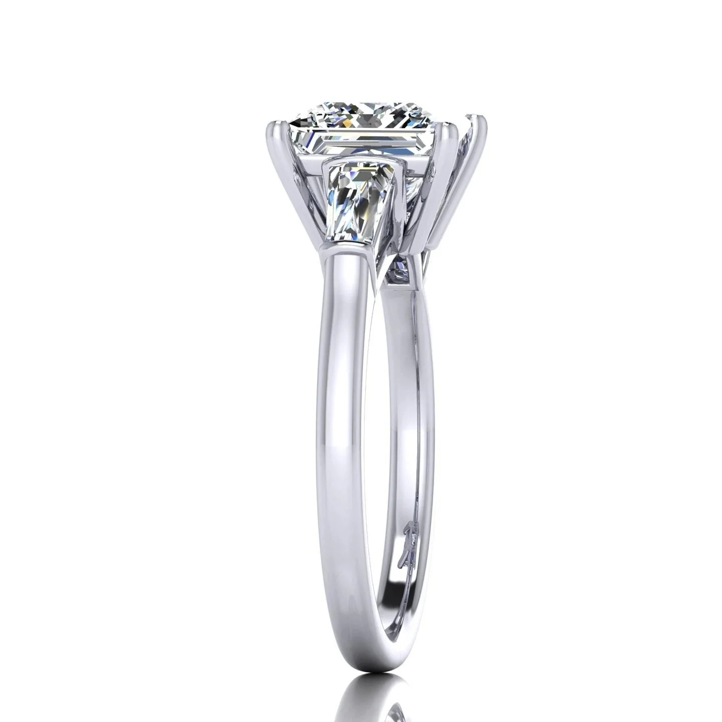3.25CT IGI Certified Lab Grown Princess & Tapered Diamond Trilogy Ring in Platinum - Image 3