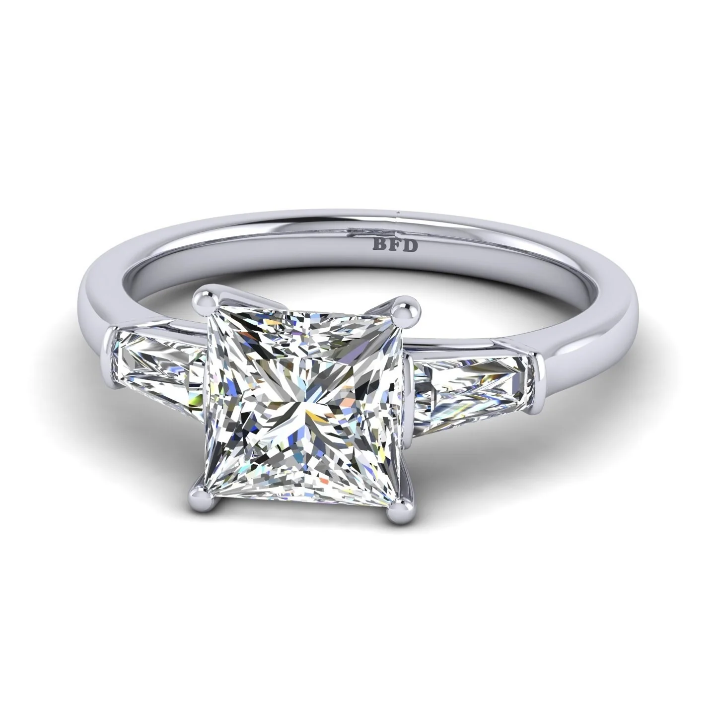 3.25CT IGI Certified Lab Grown Princess & Tapered Diamond Trilogy Ring in Platinum - Image 4