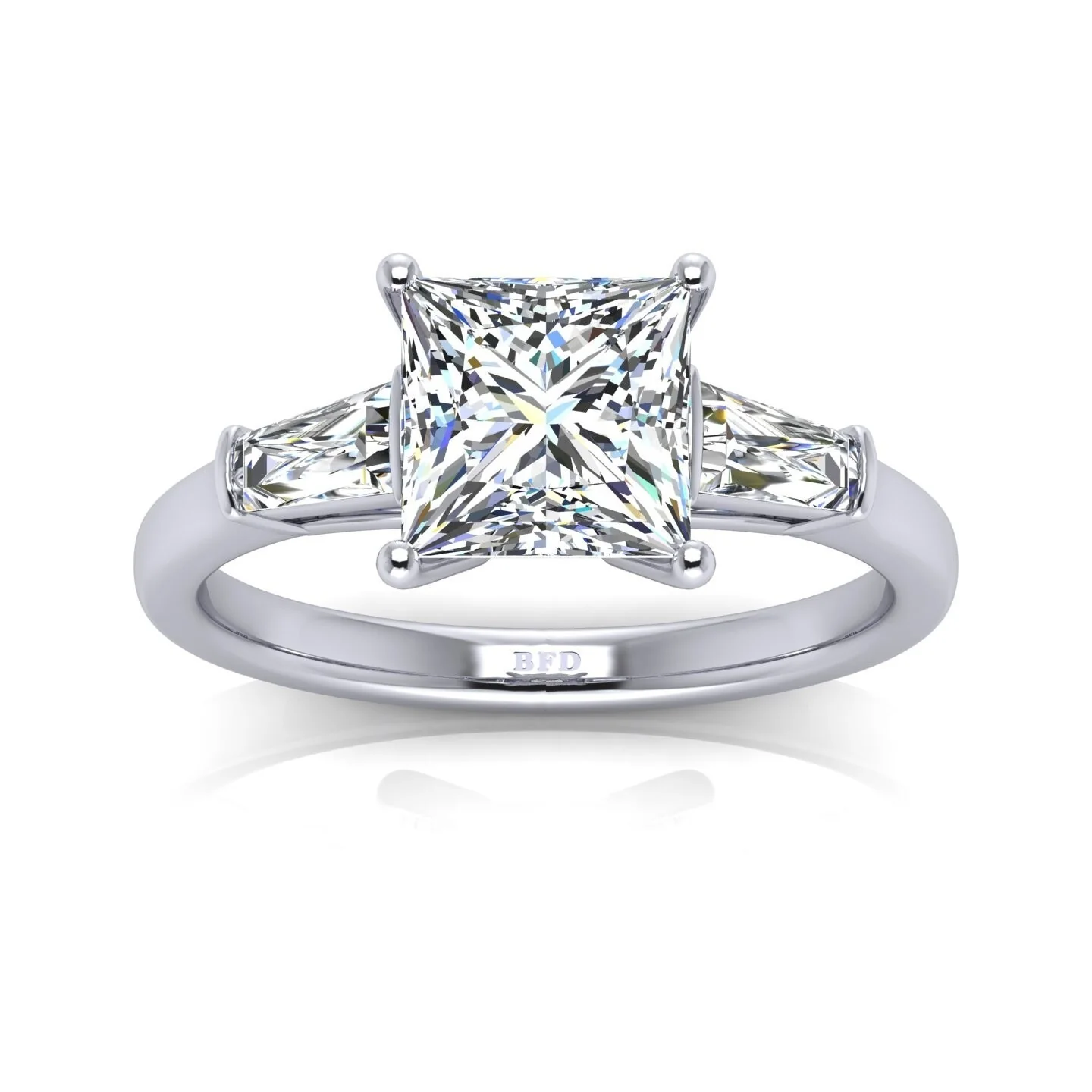 3.25CT IGI Certified Lab Grown Princess & Tapered Diamond Trilogy Ring in Platinum - Image 5