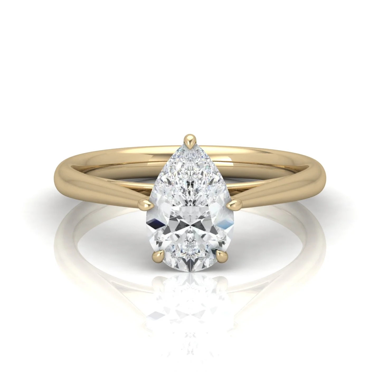 Pear Diamond Cathedral Solitaire Ring