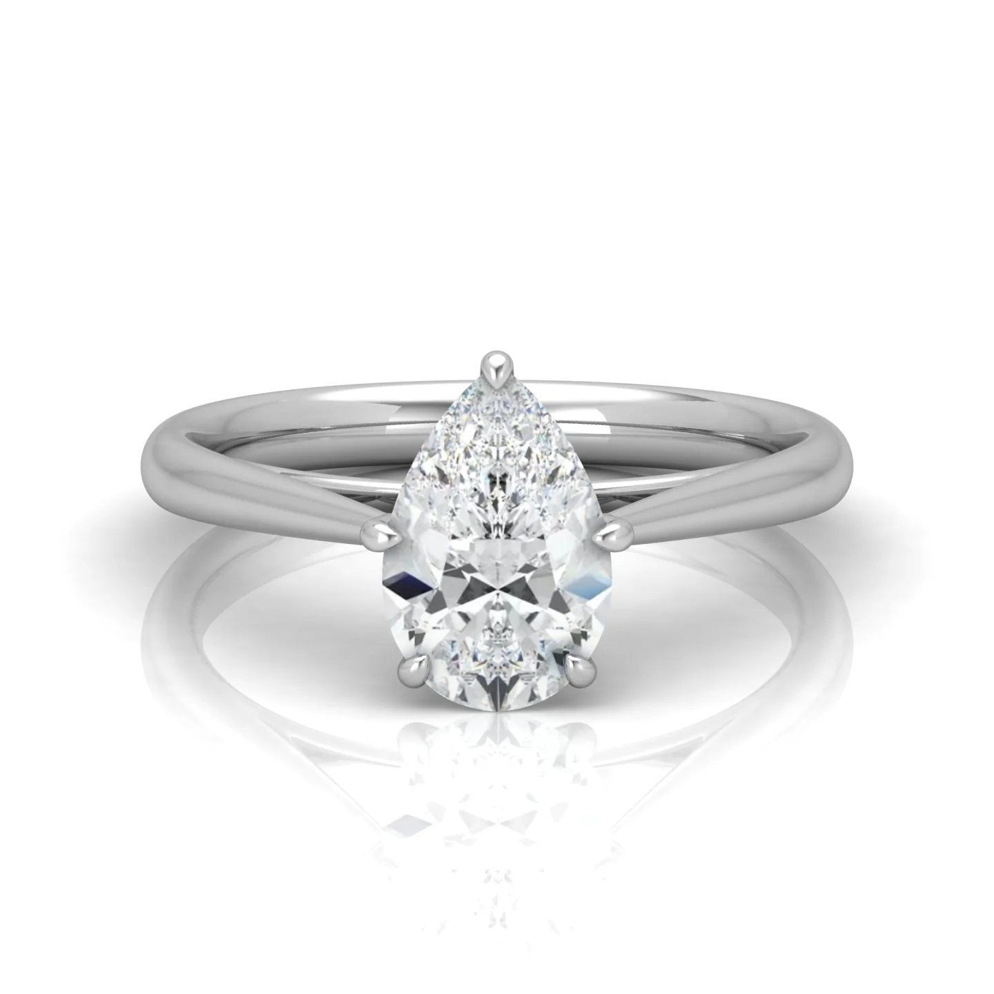 Pear Diamond Cathedral Solitaire Ring - Image 10