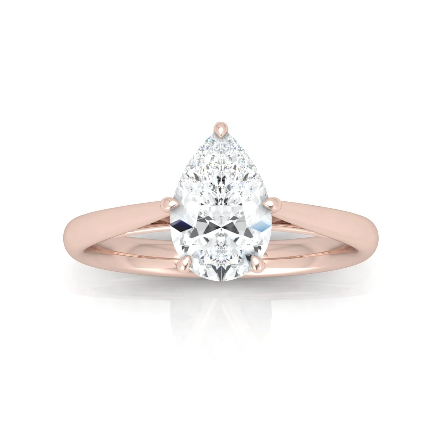 Pear Diamond Cathedral Solitaire Ring - Image 7