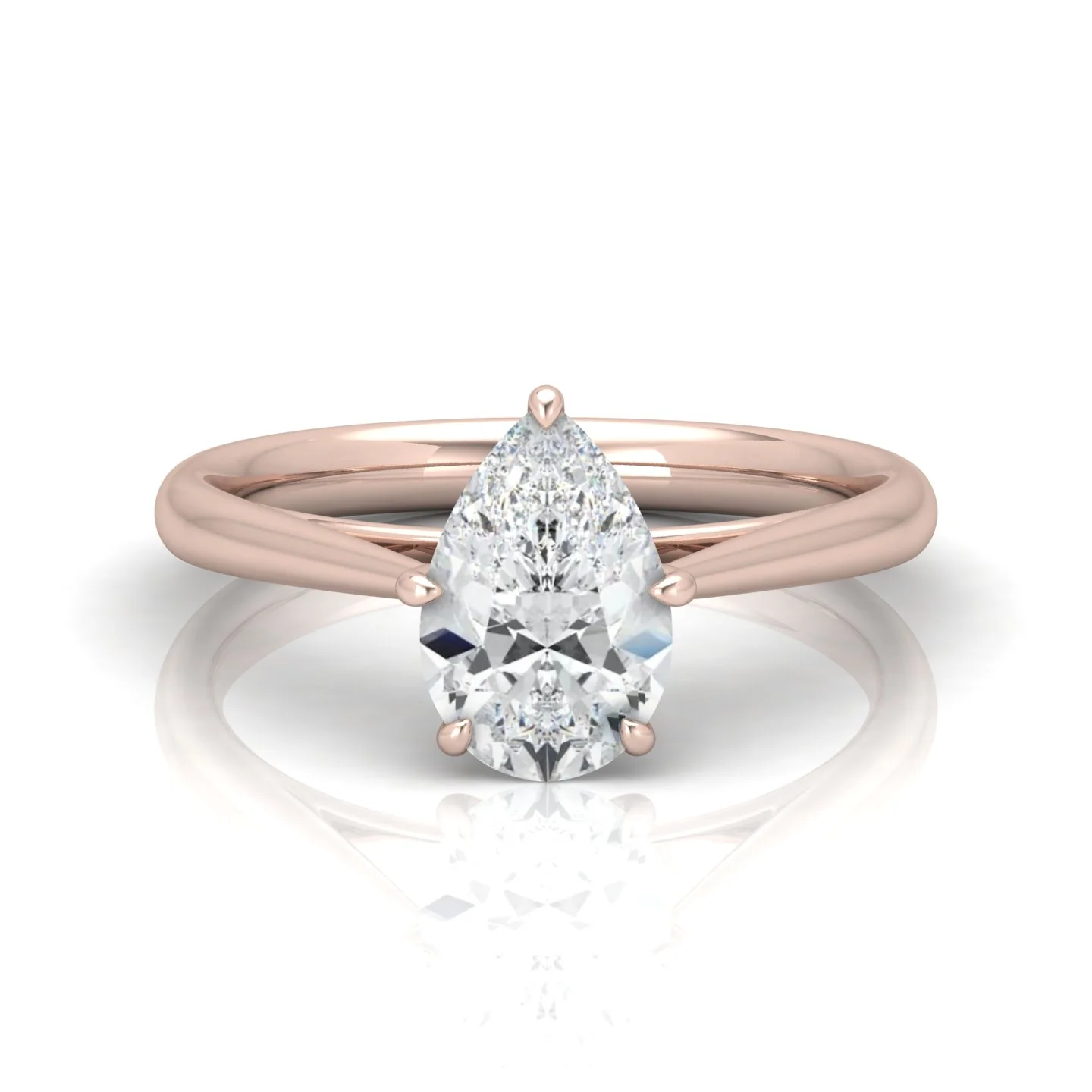 Pear Diamond Cathedral Solitaire Ring - Image 9