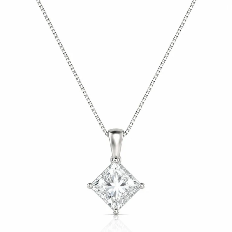 IGI Certified 2.00Ct Princess Lab Diamond Solitaire Pendant Necklace in Gold - D/VVS - Image 2