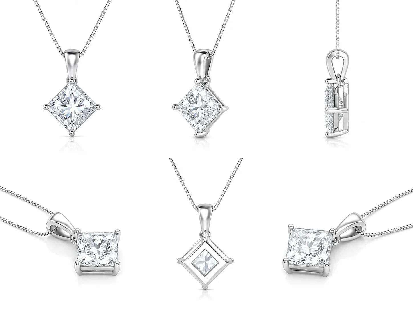 IGI Certified 2.00Ct Princess Lab Diamond Solitaire Pendant Necklace in Gold - D/VVS - Image 3
