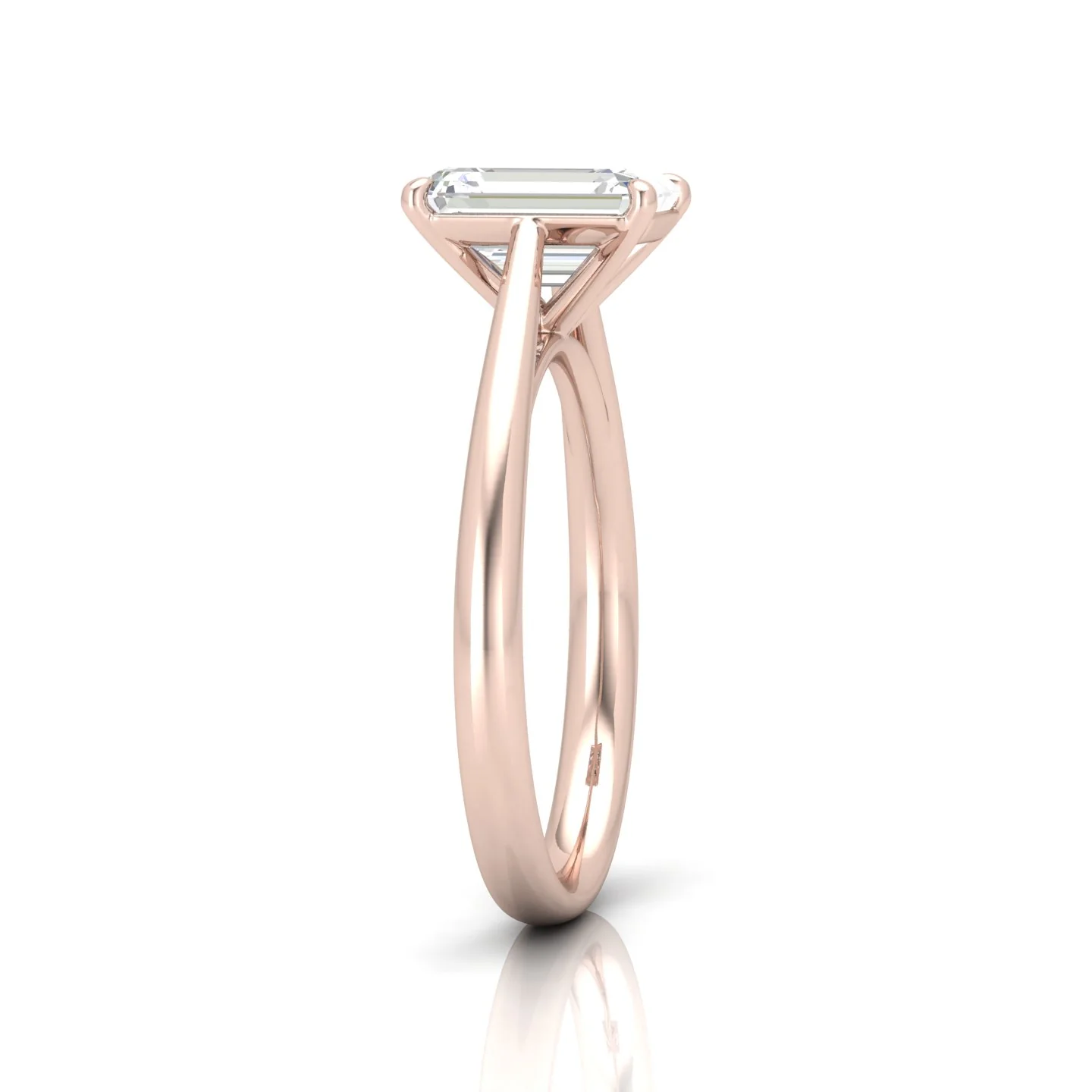 Emerald Diamond Cathedral Solitaire Ring - Image 4
