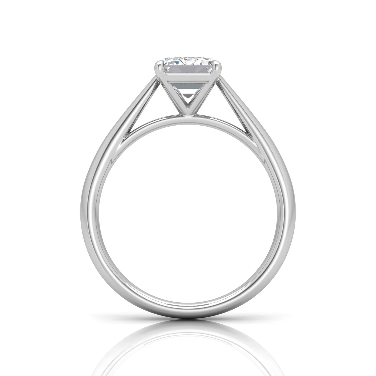 Emerald Diamond Cathedral Solitaire Ring - Image 8