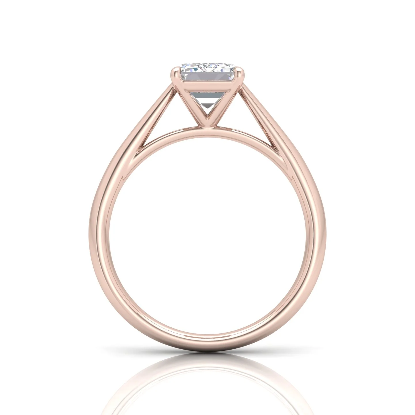 Emerald Diamond Cathedral Solitaire Ring - Image 9