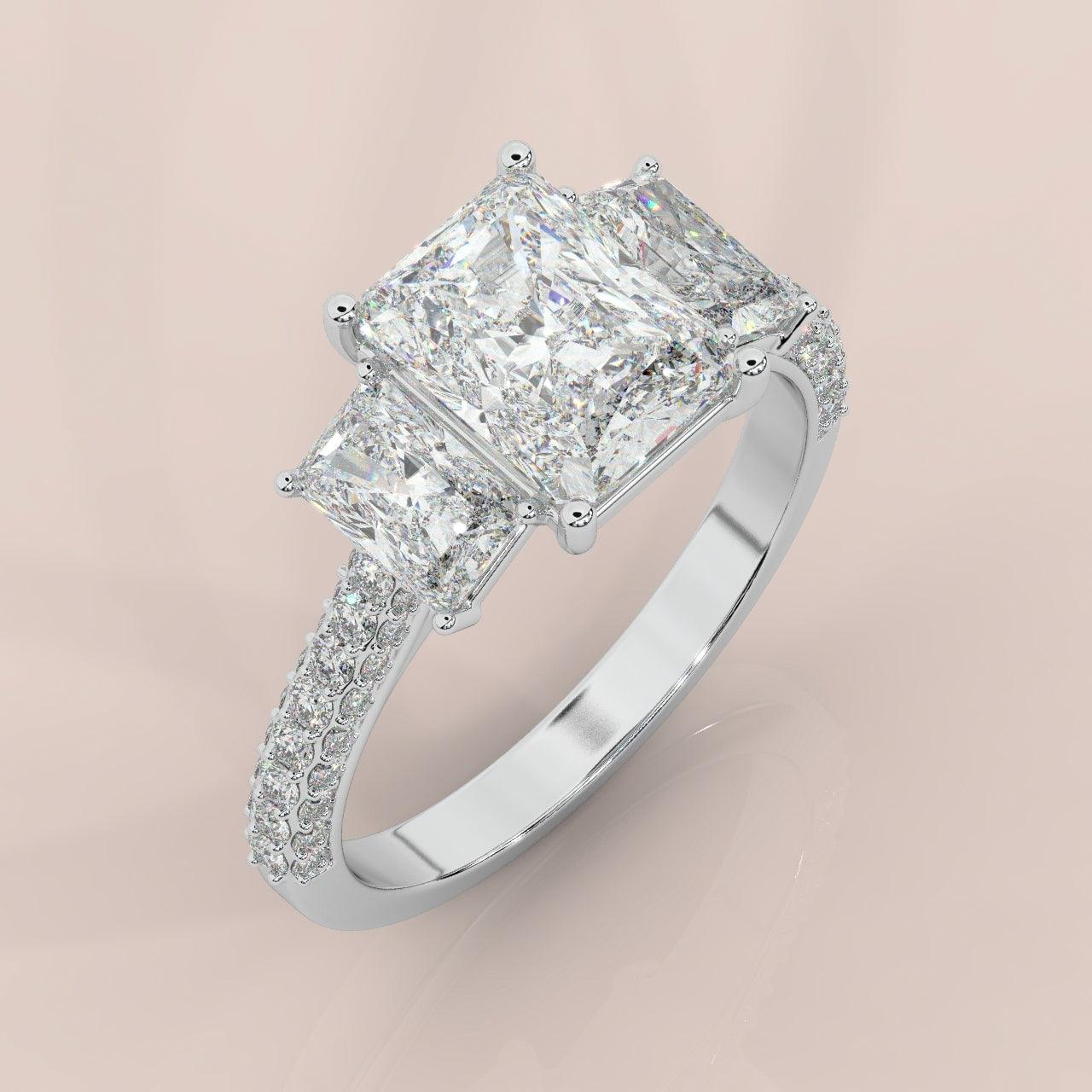 Certified Radiant Lab Diamond Designer Engagement Ring In Platinum 5.50Ct E/VS - Image 2