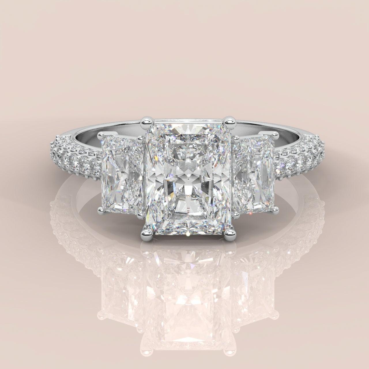 Certified Radiant Lab Diamond Designer Engagement Ring In Platinum 5.50Ct E/VS - Image 4