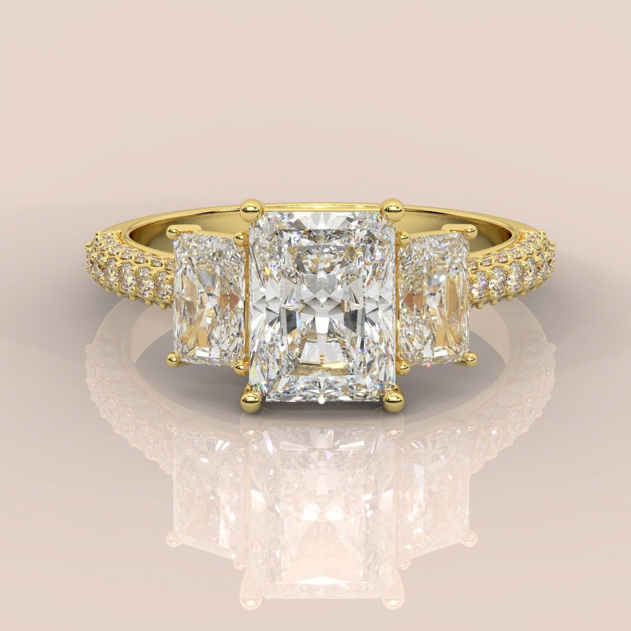 Certified Radiant Lab Diamond Designer Engagement Ring In Platinum 5.50Ct E/VS - Image 5
