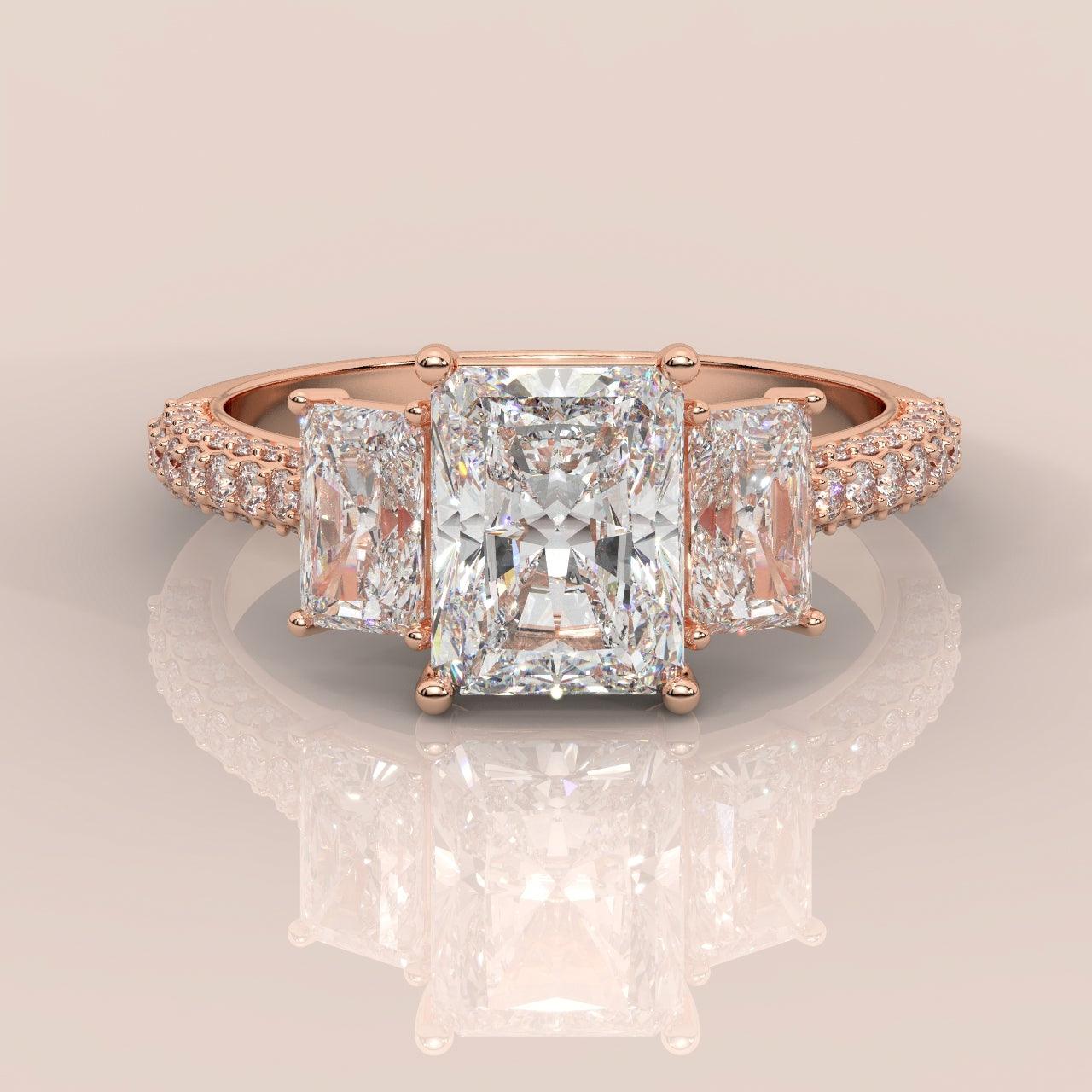 Certified Radiant Lab Diamond Designer Engagement Ring In Platinum 5.50Ct E/VS - Image 6