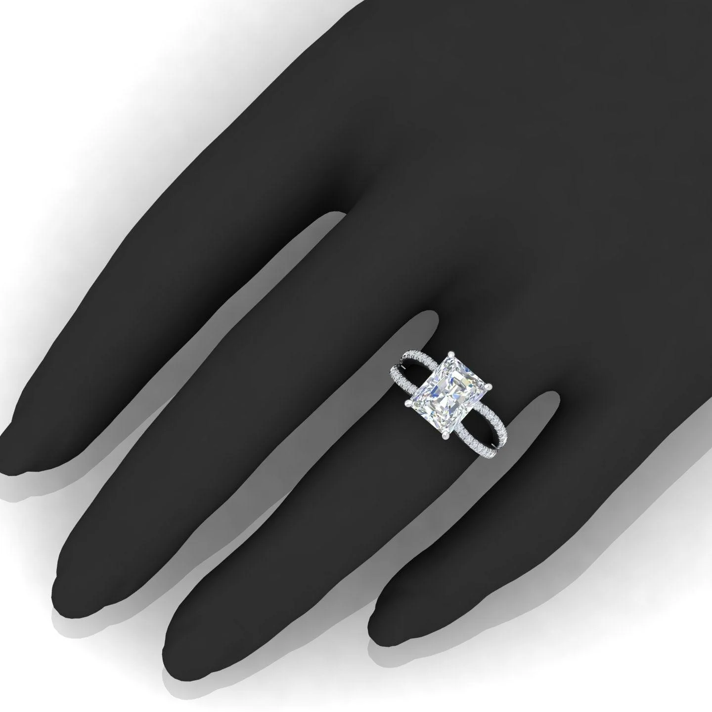 Radiant Diamond Split Shank Engagement Ring in 18k Gold / Platinum 3.50Ct - Image 2