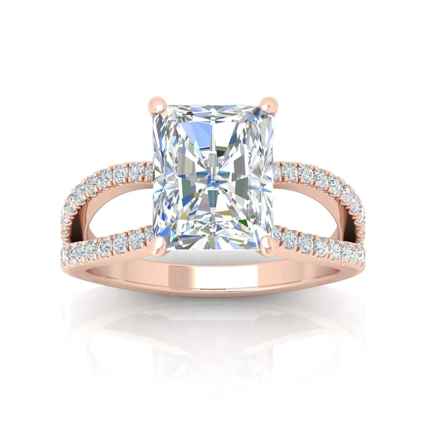 Radiant Diamond Split Shank Engagement Ring in 18k Gold / Platinum 3.50Ct - Image 4