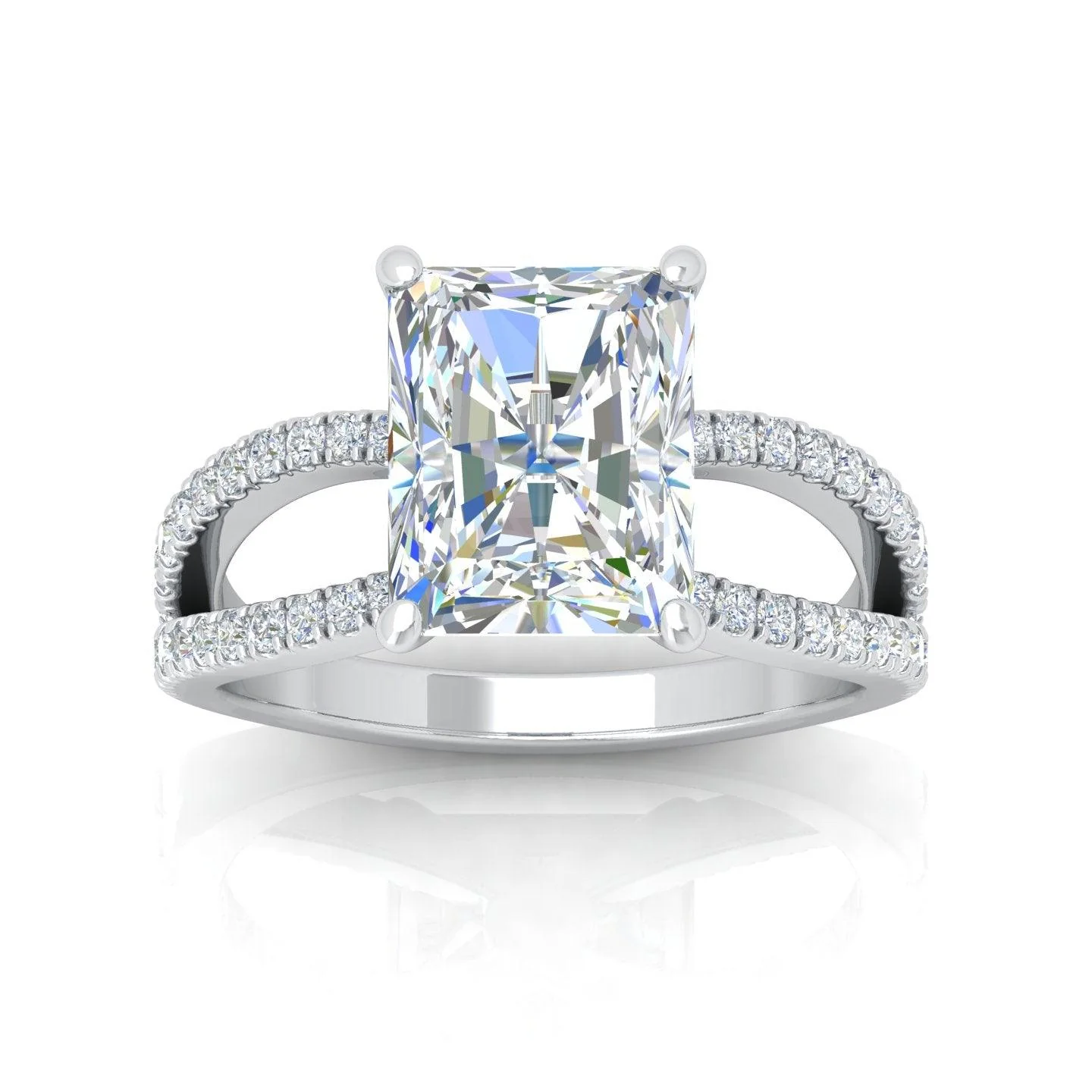 Radiant Diamond Split Shank Engagement Ring in 18k Gold / Platinum 3.50Ct - Image 5