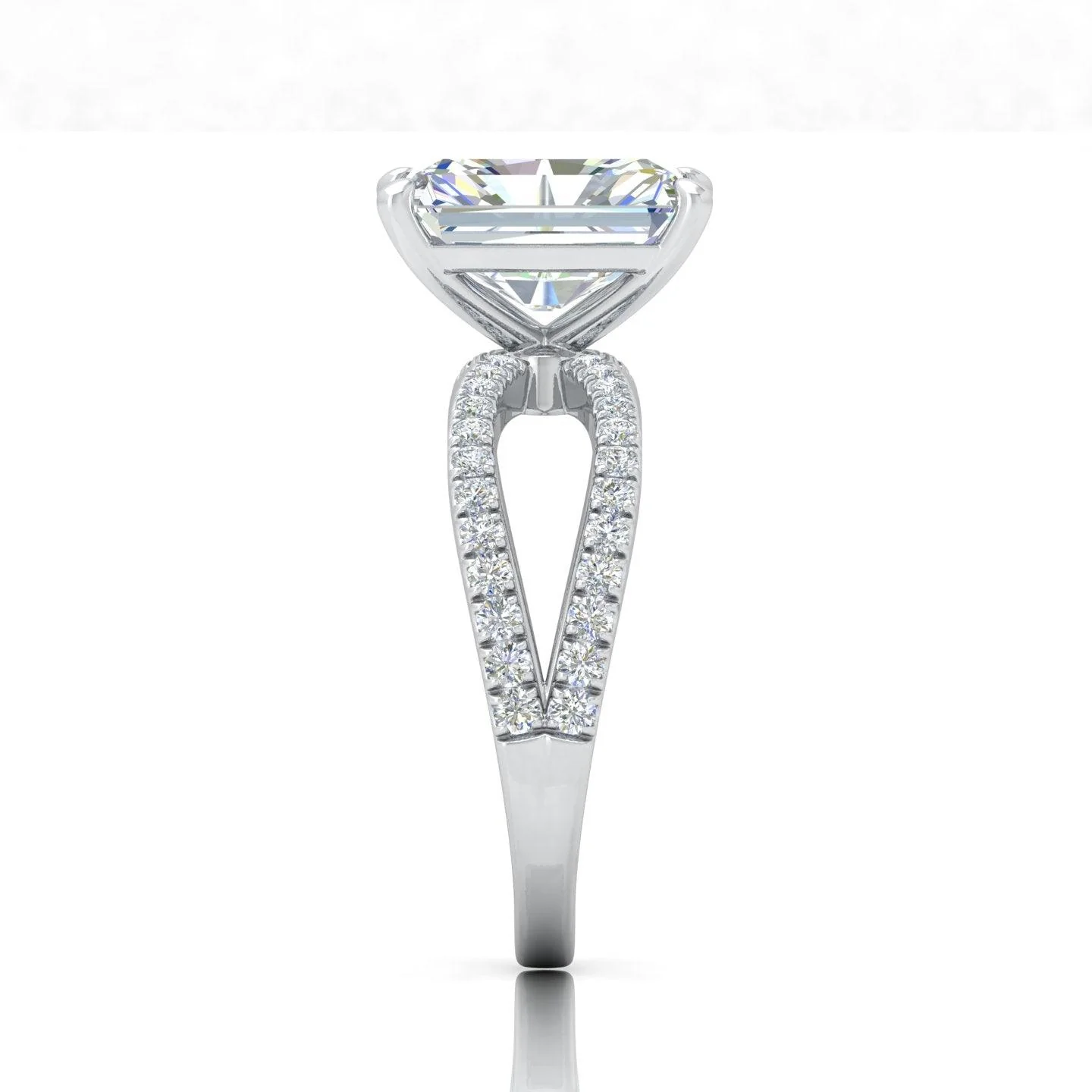 Radiant Diamond Split Shank Engagement Ring in 18k Gold / Platinum 3.50Ct - Image 7