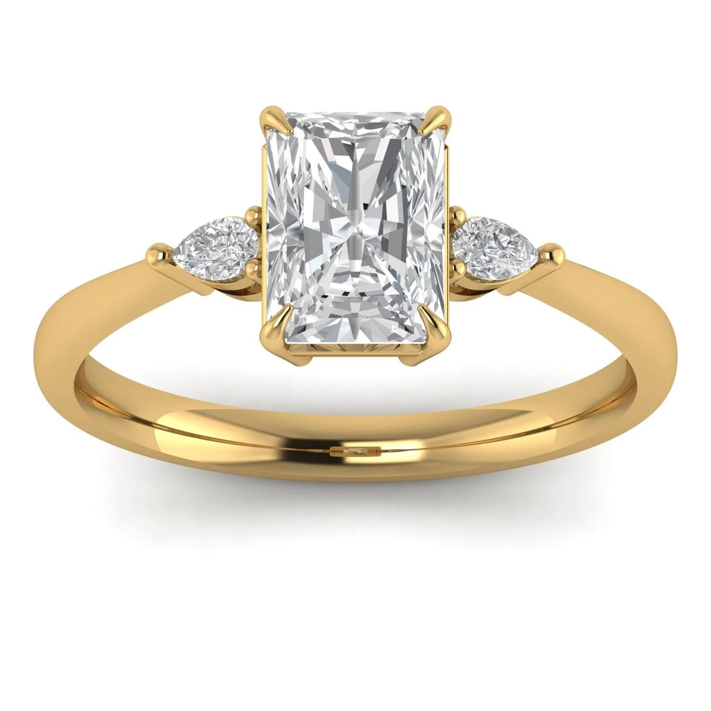 Radiant & Pear Diamond 3 Stone Engagement Ring in Platinum 2.00Ct - Image 5