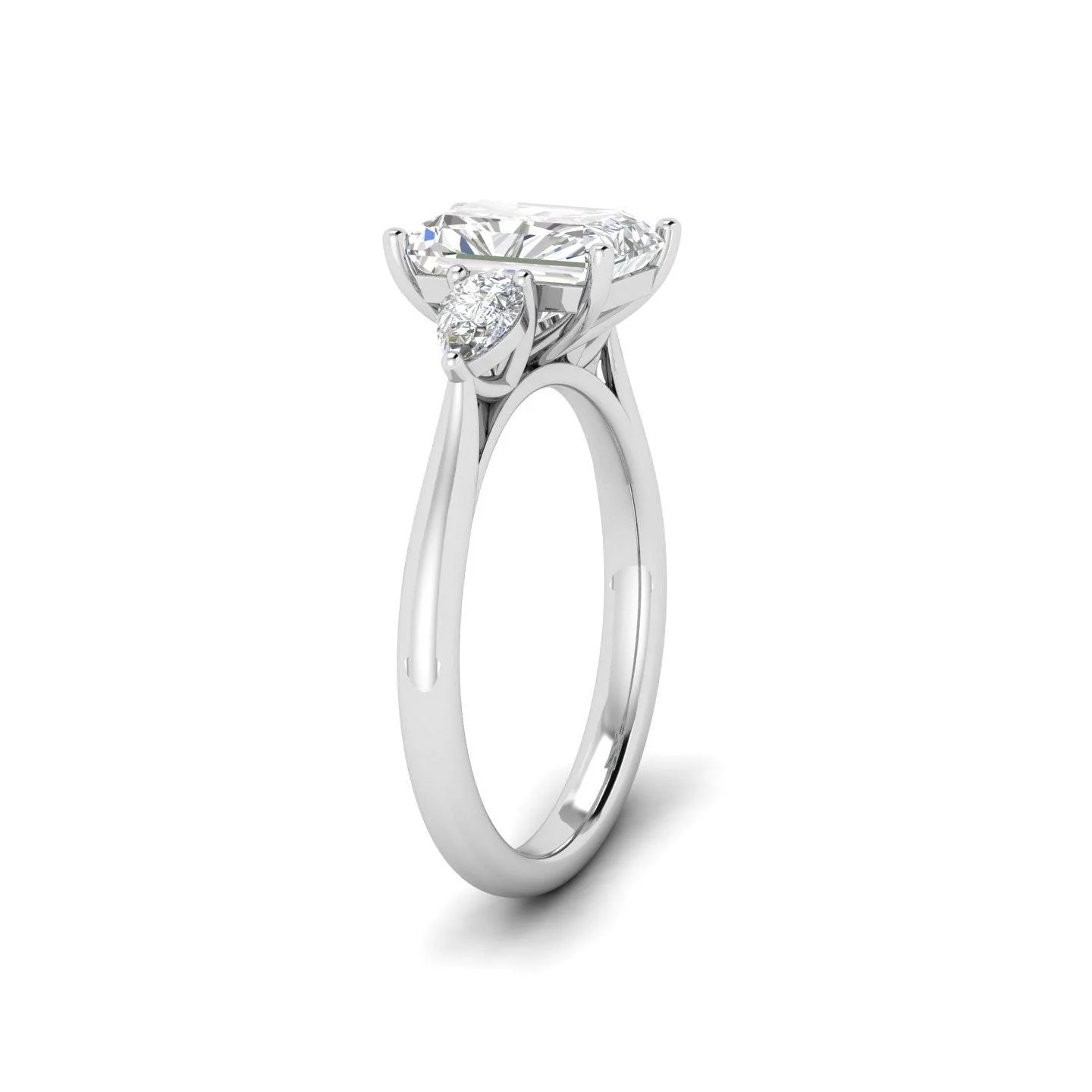 Radiant & Pear Diamond 3 Stone Engagement Ring in Platinum 2.00Ct - Image 8